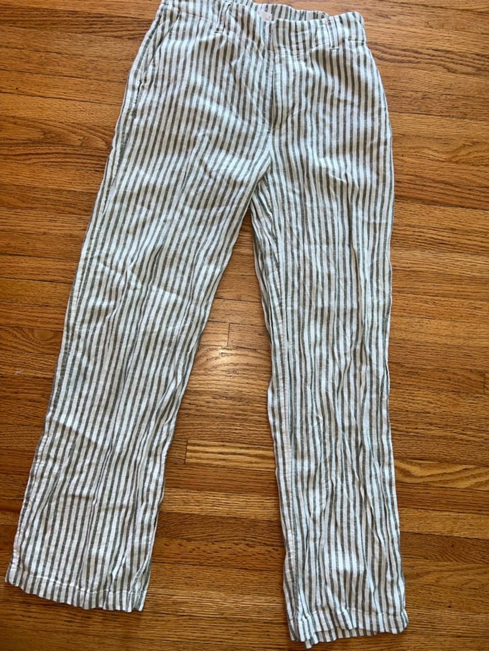 LC Lauren Conrad White and Gray Striped Linen-Blend Boot Cut Pants